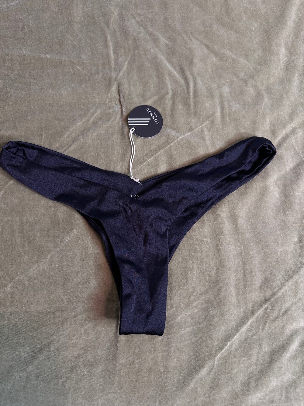 NWT Sommer Swim Black Itsy Bikini Bottom LARGE